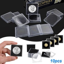 1-100PCS Plastic Coin Display Case Clear Square Storage Capsules Holder Box Pad