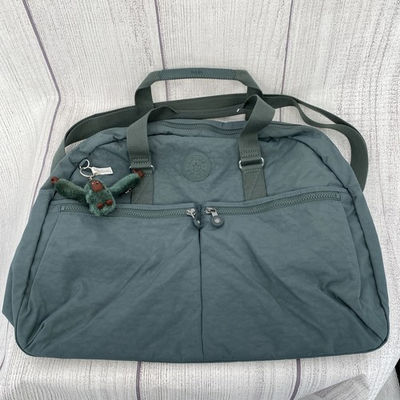 #ad Kipling Eugina Satchel Light Aloe Green Tonal Weekender Duffle Overnight Bag $67.99