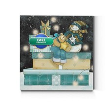 Renditions Gallery Snowman and Teddy Bear Wall Art 24x24 in Made in USA