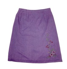 Vintage White Stag Purple Floral Embroidered Pencil Skirt Cottagecore Size 12