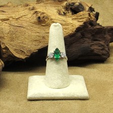 Sterling Silver Green Marquise Synthetic Stone Ring Size 7.25