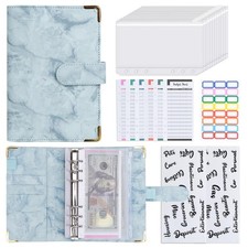 Budget Binder Leather A6 Cash Envelopes Money Saving Binder with Zipper Envel...