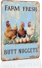 Funny Chicken Coop Tin Metal Signs Home D cor 8x12  Farm Fresh Butt Nuggets  , for