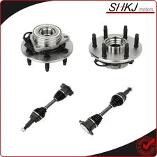 2 Front Wheel Hub Bearing & 2 CV Axle Shaft For Chevy Silverado GMC Sierra 1500