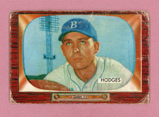 1955 Bowman #158 Gil Hodges Brooklyn Dodgers Baseball Card Low Grade
