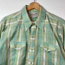 Vintage Rockmount Ranch Wear Pearl Snap Western Shirt XL Plaid Yoke Dan River