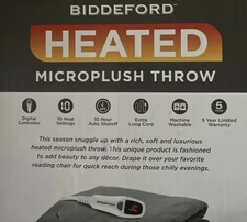 Biddeford Heated Electric Warming MicroPlush Reversible Gray Plaid Throw Blanket