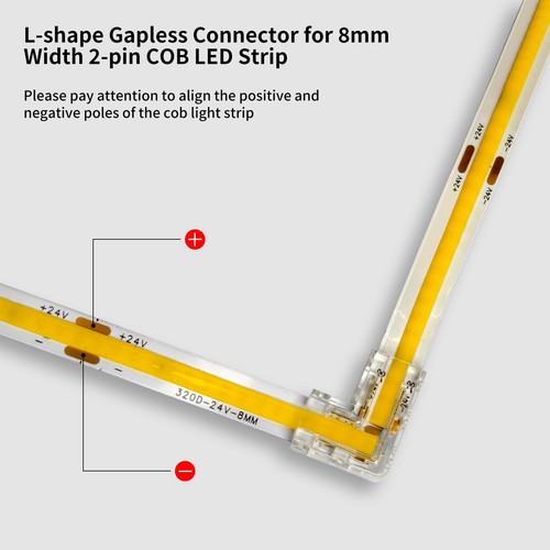 20 Pcs 2PIN L-Shape Solderless Transparent LED Strip Connector No Dark Area f... - Picture 9 of 9