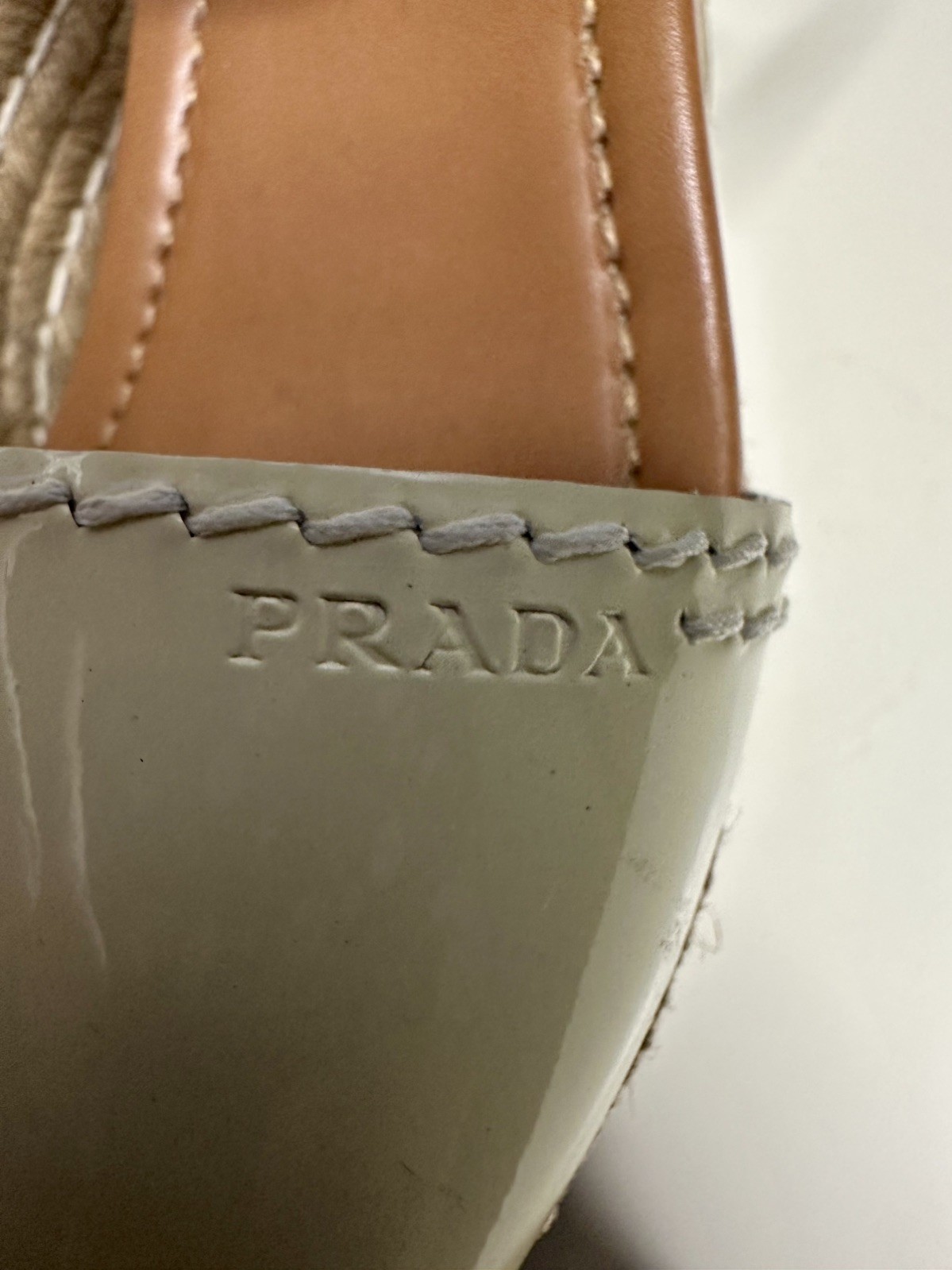 Prada  women's  Matte black  leather Wedge Espadrille Size 37.5 image 6