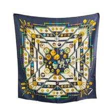 Used Good Condition Hermes Scarf 100% Silk Kale90 Petite main Women's HERMES