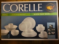 Corelle 50-Piece Winter Frost White Glass Din...
