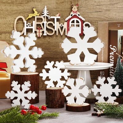 6 Pcs Winter Tiered Tray Decor Snowflake Table Signs Hello Winter Wood Blocks Fa