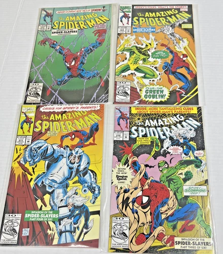 Spider-Man Mixed Lot of 4 Vintage Marvel Comics Numbers 369, 370, 371 & 373