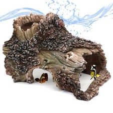 relaqcc Tree Trunk Cave Aquarium Decoration Reptile Cave Climb Hideout Hideaw...