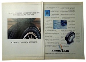 1992 Goodyear Aquatred Tire Vintage 2 Page Print Ad Advertisement