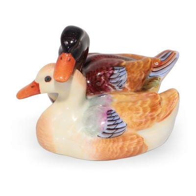 Vintage Herend Mallard Ducks Porcelain Figurine - Hungary Hand Made - Mid Centur