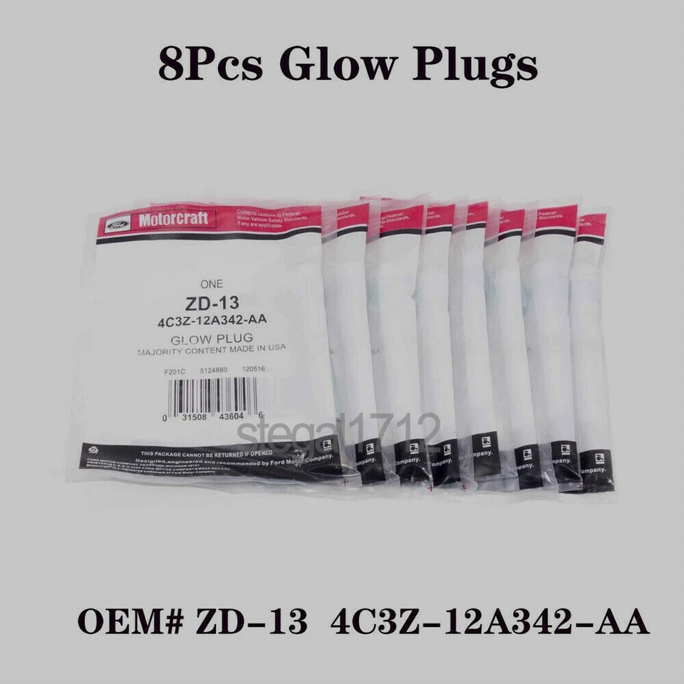 8pcs Genuine OEM ZD13 Glow Plugs FOR 04-10 Powerstroke 6.0L 4C3Z-12A342-AA USA Foto 3 de 4