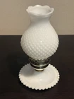 Vintage MCM Milk White Glass Hobnail Fenton ?  Boudoir Table Lamps