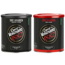 Caffe Vergnano Italian Ground Coffee Moka & Espresso Variety (4 Pack)