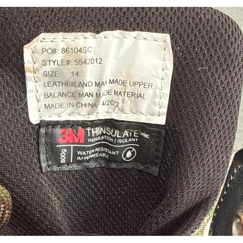 Itasca Waterproof 3M Thinsulate Camo Hunting Boots Mens Size 14 Used Condition - Image 4 of 4