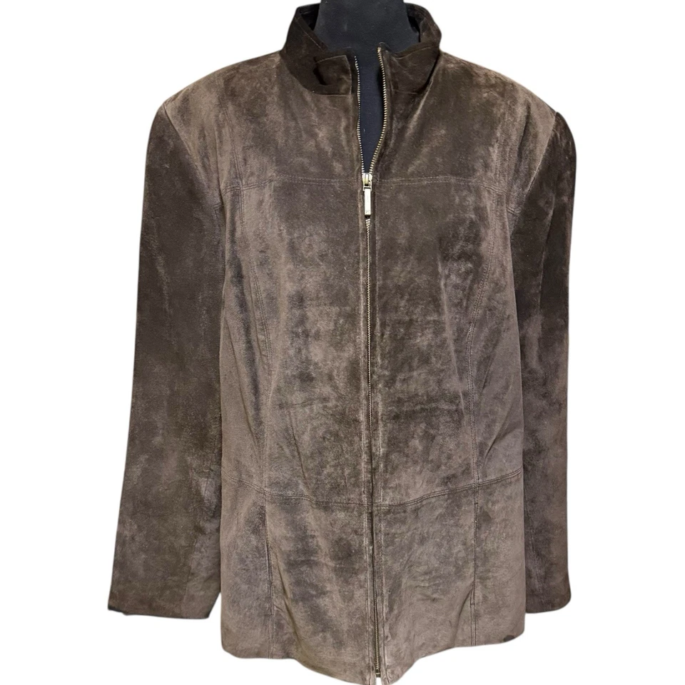 Jones New York Signature Choclate Brown Suede Jacket Womens Plus 3X - Image 2 of 4