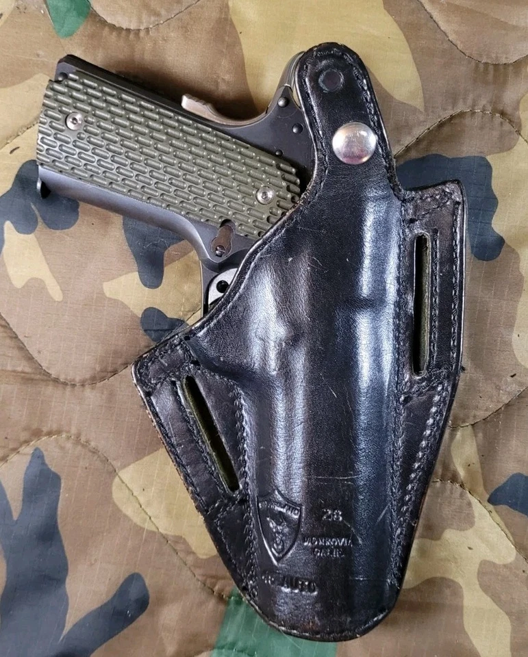 Safariland 28 1911 Owb Left Hand Black Leather Thumb Snap Holster - Image 2 of 4