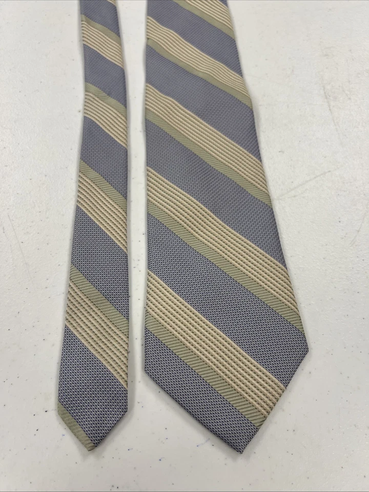 Corbata de cuello de seda a rayas gris y beige Joseph Abboud para hombre $98 Foto 2 de 4