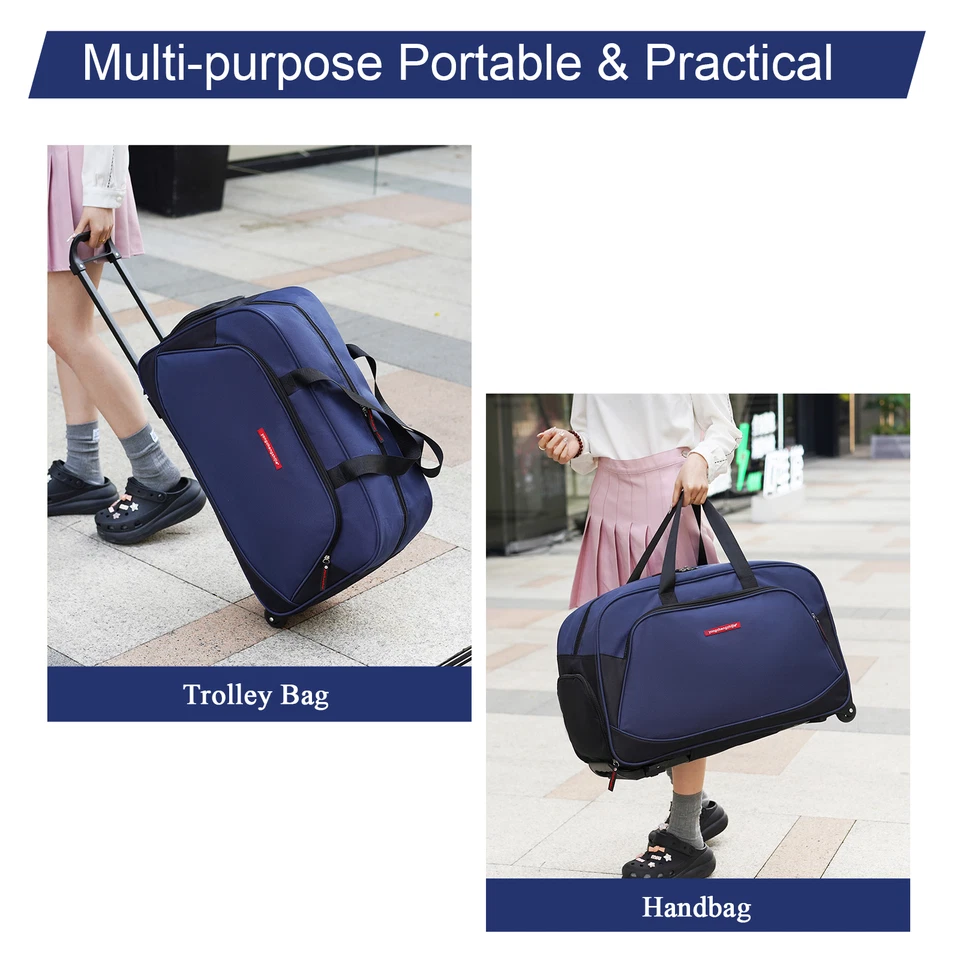 Heavy Duty Travel Trolley Bag with Wheels Large Capacity Traveling Luggage Bag - Image 3 of 4
