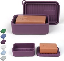 Jumbo Silicone Travel Soap Case for Shampoo Conditioner Bar Set Holds Large