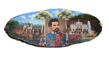 VTG Neuschwanstein Painted Wood Slice Souvenir 3-D Wall Hanging Signed