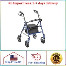 Drive Medical Four Wheel Rollator Rolling Walker with Fold Up Removable Back Sup