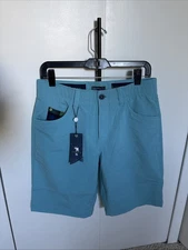 WILLIAM MURRY STRAIGHT FIT GOLF SHORTS BEAUTIFUL BLUE W/ PLAID ACCENT SZ 30 NEW