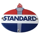 Vintage Standard Gasoline Sign - Porcelain Torch Gas Station Pump Plate Sign