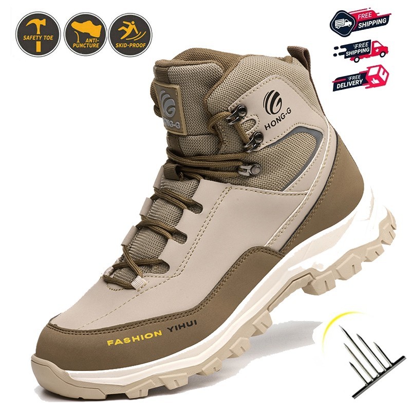 Steel Toe Work Boots Men Indestructible Shoes Hiking Safety  display picture 1