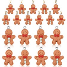 48 Pieces Mini Christmas Resin Ornaments Gingerbread Man Pendant Charms for J...
