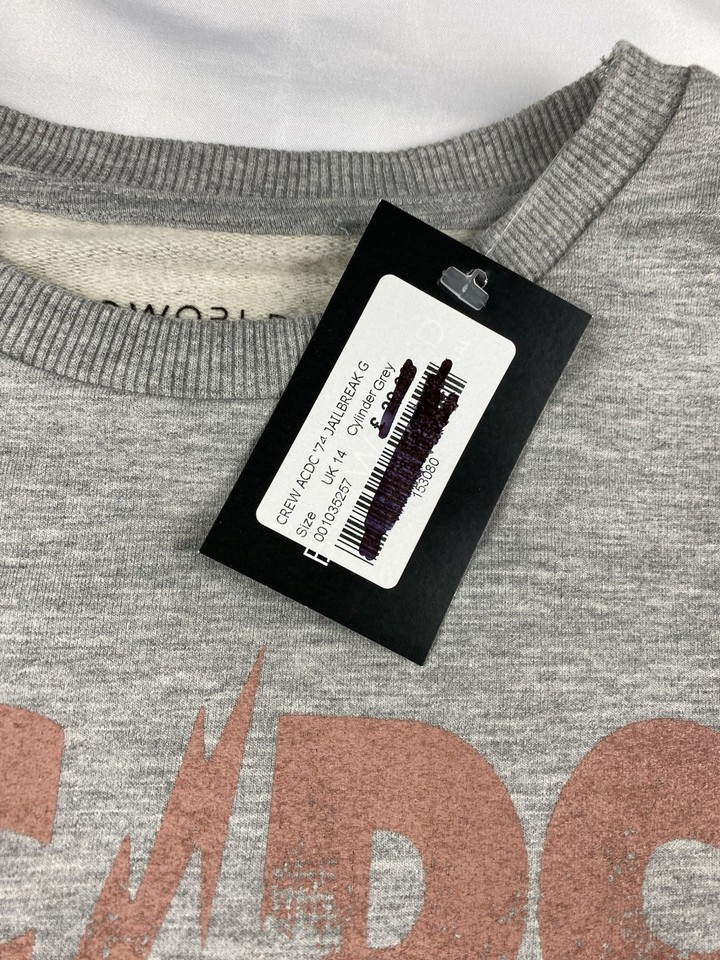 AC/DC Grey Sweatshirt Jailbreak 74 Vintage Style Orange Print Size 14 ...