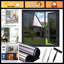One Way Privacy Window Film - Heat  UV Blocking, Static Cling, Renter Friendly,