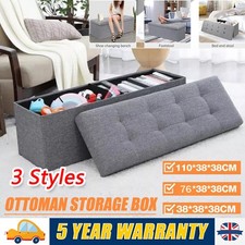 Folding Footstool Storage Stool Seat Ottoman Pouffe Padded Cube Box Foot Stools