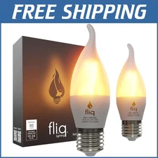 Standard Frosted E26 LED Bulbs | 2 Pack | Realistic Flickering Flame Effect