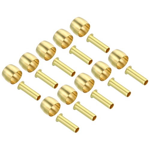 60Pcs 6mm Tube OD Brass Compression Sleeves Ferrules Fitting and Hose Insert