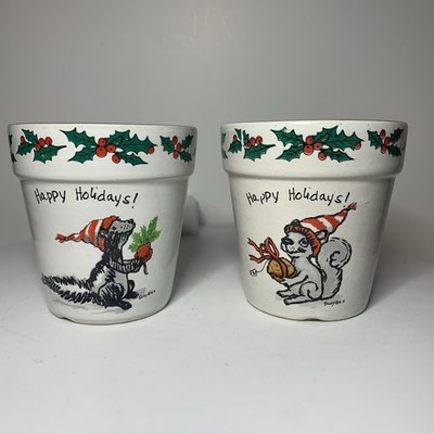 PRICE DROP Two 1976 SUZY'S ZOO HOLIDAY PLANTERS Enesco