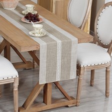 Farmhouse Braided Striped Table Runner Rustic Embroidery Coffee Table Runners fo