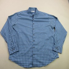 Peter Millar Shirt Mens XL Long Sleeve Button Front Plaid Lightweight Blue