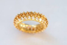 New 14K Yellow Gold Plated Sterling Silver Citrine White Topaz Ring Size 5 .925