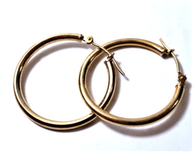 Vintage 14K YG Röhren Creolen 1'' Jacmel Mauritius