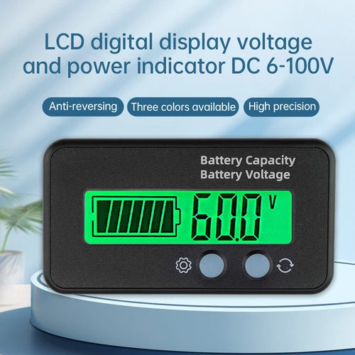 2x Grün DC6-100V LCD Digital Batterie Kapazität Monitore Anzeige Spannungsmesser - Bild 6 von 23