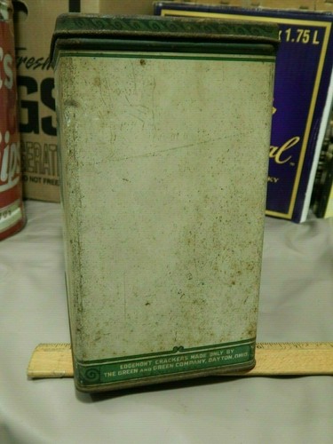 Edgemont Crackers {The Green & Green Co. Dayton, OH} Vtg Metal Tin Box Retro USA - Picture 8 of 12
