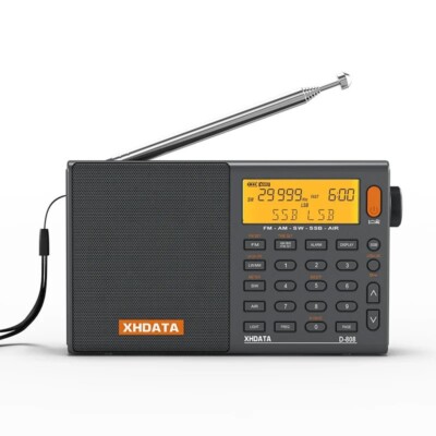 D-808 AM/FM/SW-SSB/MW AIR RDS Full Band Radio Receiver+Type-C Interface&Battery