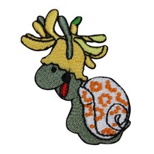 ID 0430C Cartoon Snail With Hat Patch Garden Craft Embroidered Iron On Applique