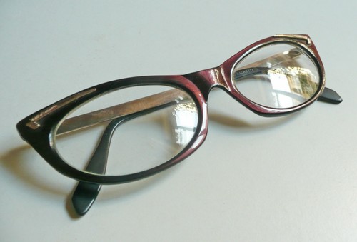 Montatura per occhiali in celluloide amaranto metallo dorato vintage  1940-50's | eBay